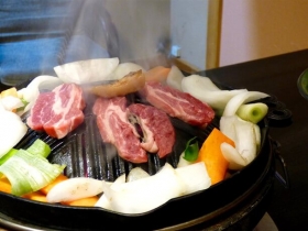 焼き野菜とジンギスカン