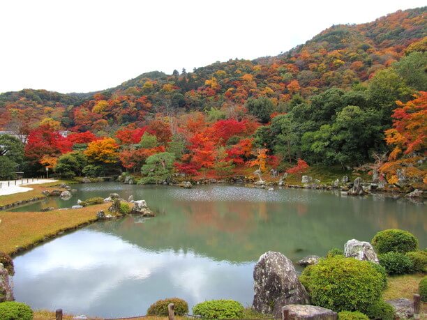 紅葉と池