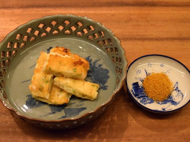 セロリと甲イカのさつま揚げ