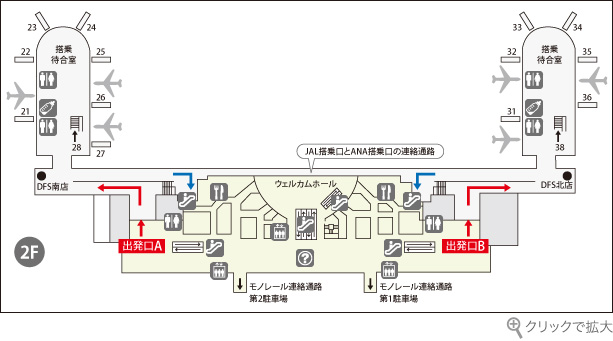 那覇空港２階フロアマップ