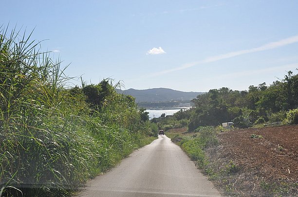 集落の中に入って登る道