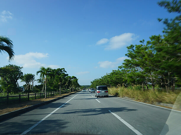 左右に基地がありそうな道路