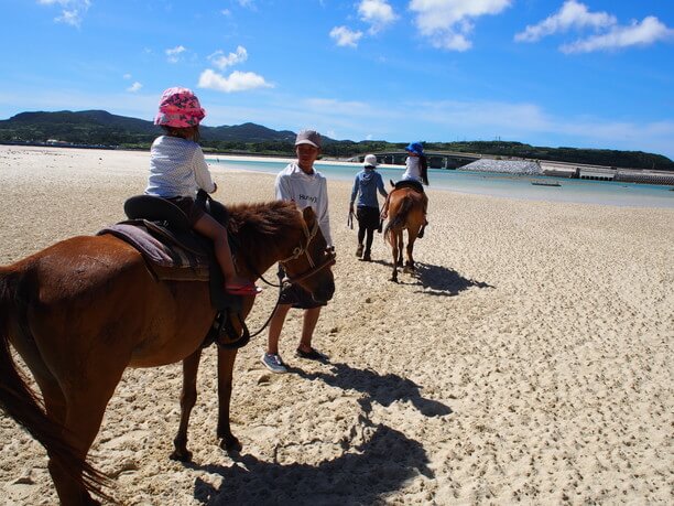 浜辺で乗馬